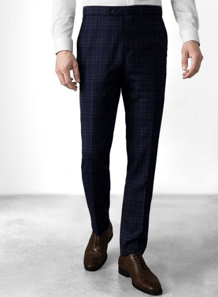 Reda Port Blue Checks Wool Pants