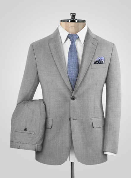 Napolean Worsted Light Gray Wool Suit