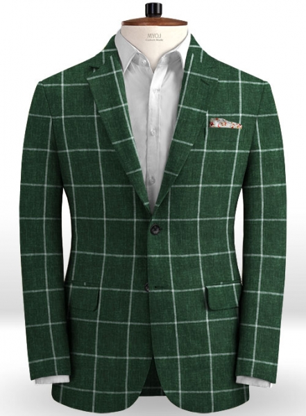 Solbiati Green Windowpane Linen Suit