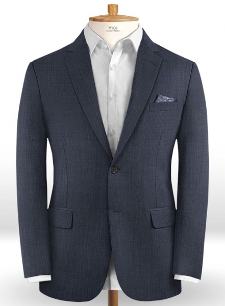 Sharkskin Steel Blue Wool Suit