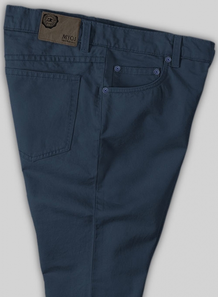 Royal Blue Feather Cotton Canvas Stretch Jeans