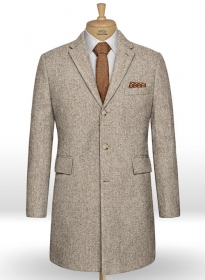 Vintage Herringbone Brown Tweed Overcoat