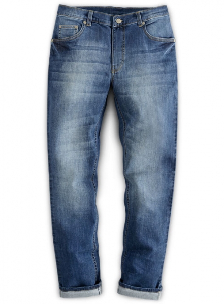 Wangle Blue Stone Wash Whisker Stretch Jeans