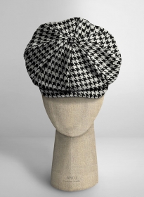 Big Houndstooth BW Tweed Newsboy Cap