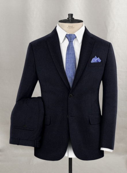 Dark Navy Flannel Wool Suit