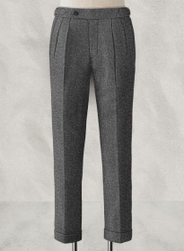 Vintage Plain Dark Gray Highland Tweed Trousers