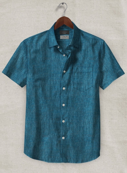 Solbiati Bali Blue Linen Shirt - Half Sleeves