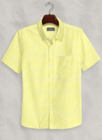 European Yellow Linen Shirt - Half Sleeves