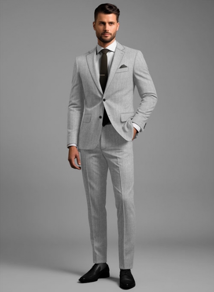 Scabal Worsted Light Gray Wool Suit