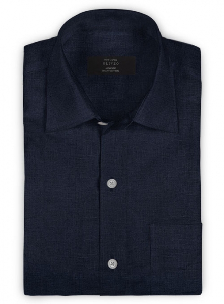 navy linen shirt women