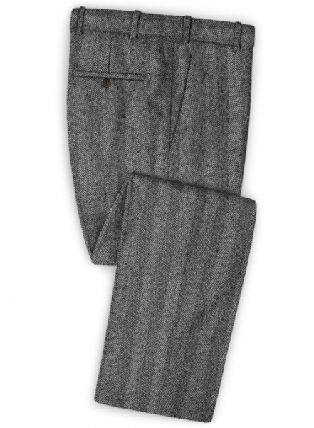 Italian Wide Herringbone Charcoal Tweed Suit