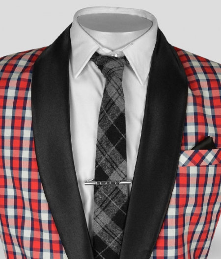 Red White Checks Plaid Tuxedo Jacket