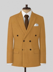 Naples Yellow Tweed Double Breasted Jacket