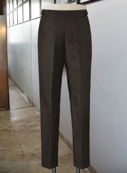 Napolean Stretch Dark Brown Highland Wool Trouser