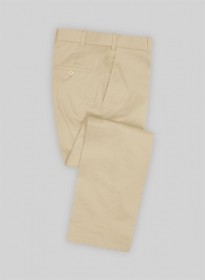 Beige Feather Cotton Canvas Stretch Pants