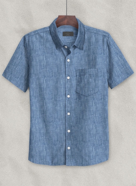 Dublin Ink Blue Linen Shirt - Half Sleeves