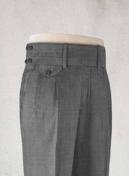 Napolean Sharkskin Gray Double Gurkha Wool Trousers