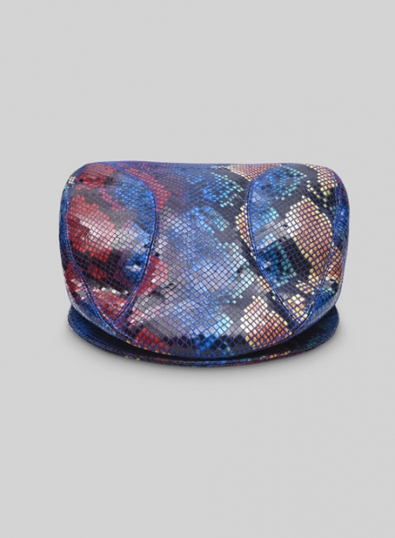 Bold Blue Python Leather Cap