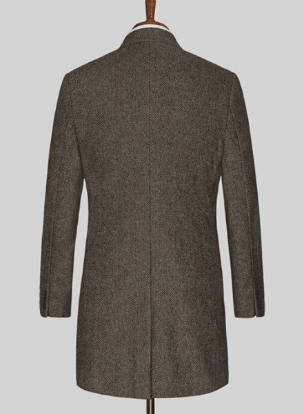 Musto Vintage Dark Brown Herringbone Tweed Overcoat