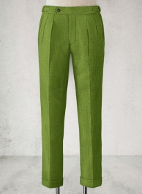 Melange Parrot Green Highland Tweed Trousers