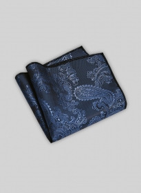 Paisley Pocket Square - Dark Blue