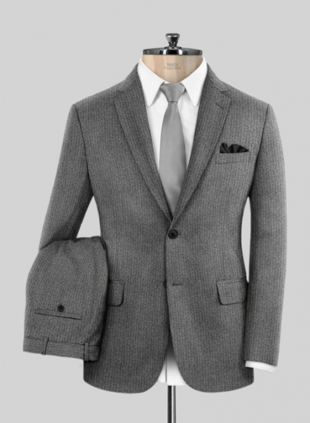 Herringbone Gray Flannel Wool Suit