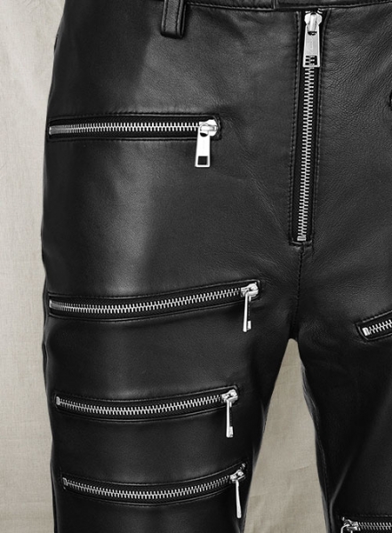 Leather Zipper Jeans - Style # 9