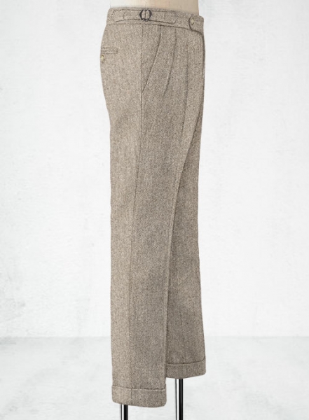 Vintage Herringbone Brown Highland Tweed Trousers