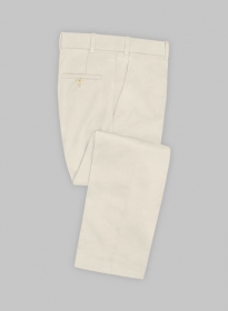 Light Beige Feather Cotton Canvas Stretch Pants