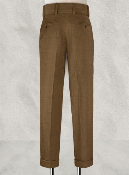 Caramel Brown Double Gurkha Wool Trousers