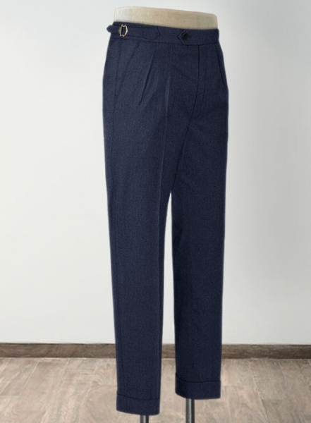 Indigo Blue Highland Flannel Wool Trousers