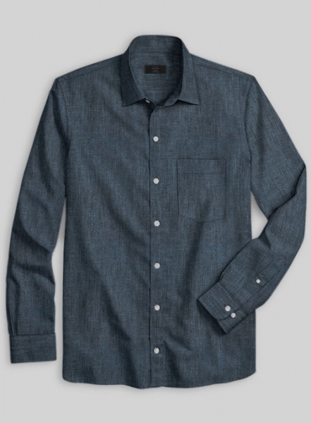 European Whale Blue Linen Shirt- Full Sleeves