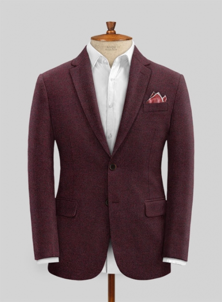 Wine Herringbone Tweed Jacket