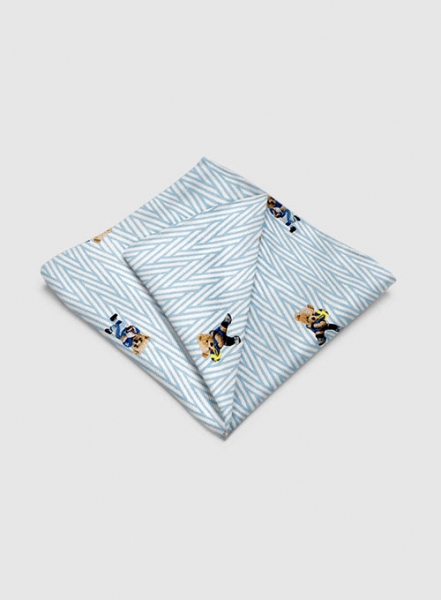 Italian Cotton Pocket Square - Sporty Bear