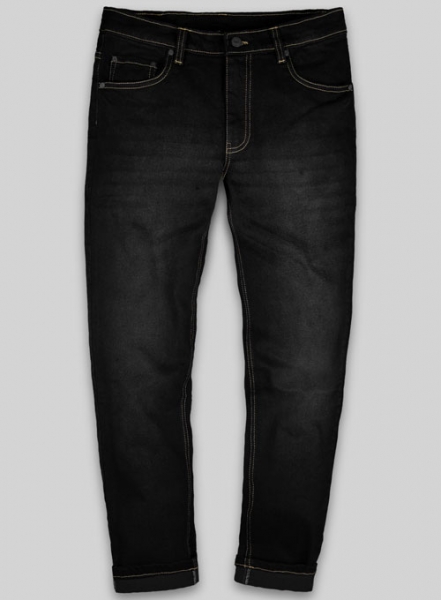 Stretch Jet Black Hard Wash Whisker Jeans