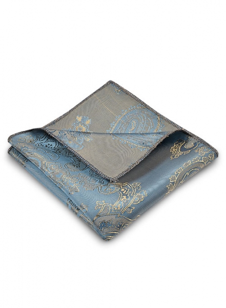 Paisley Pocket Square - Pine Blue