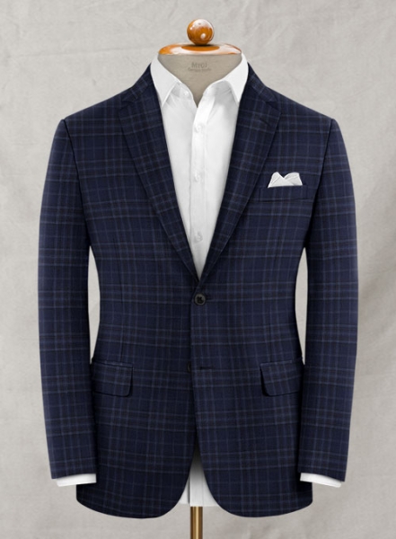 Reda Port Blue Checks Wool Suit