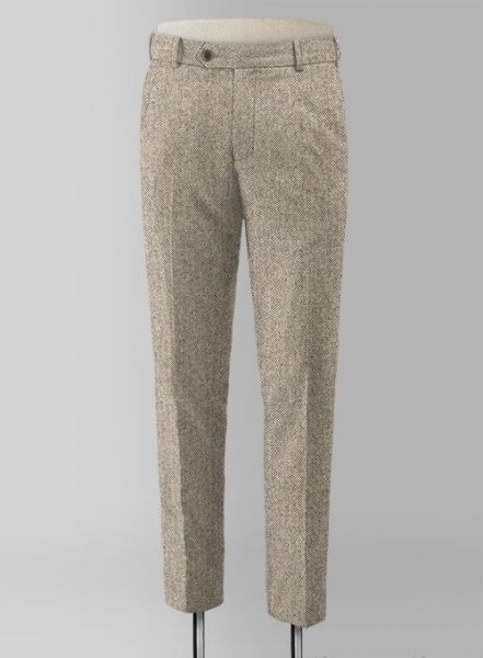 Vintage Herringbone Brown Tweed Pants