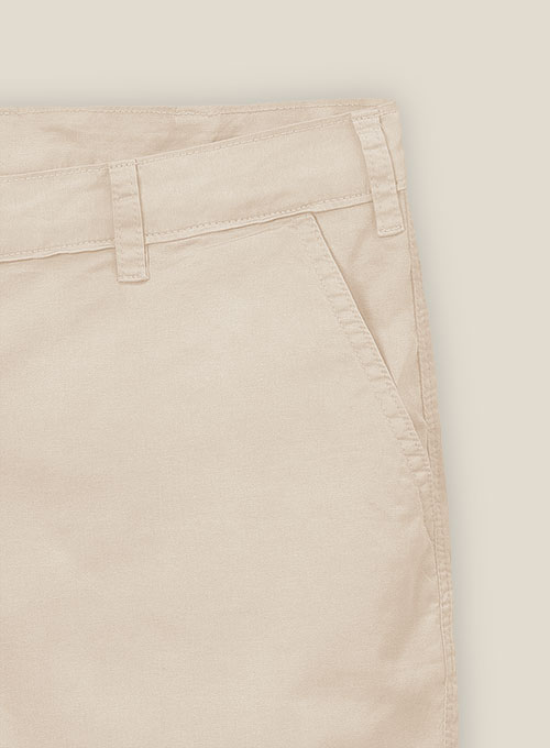 Beige Cotton Power Stretch Chino Shorts