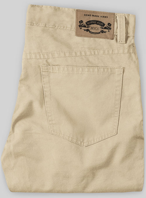 Beige Feather Cotton Canvas Stretch Jeans