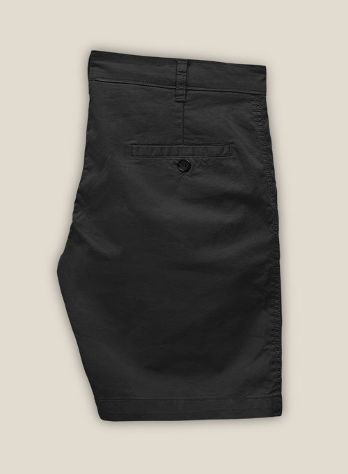 Black Feather Cotton Canvas Stretch Shorts