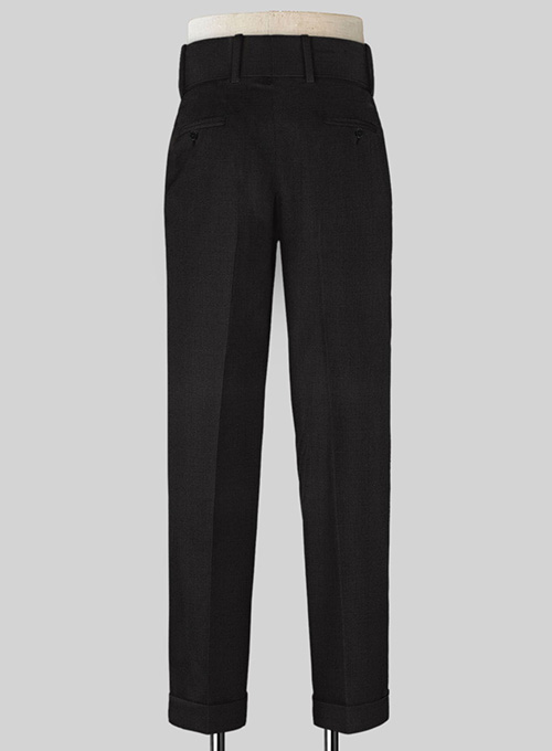 Black Merino Double Gurkha Wool Trousers