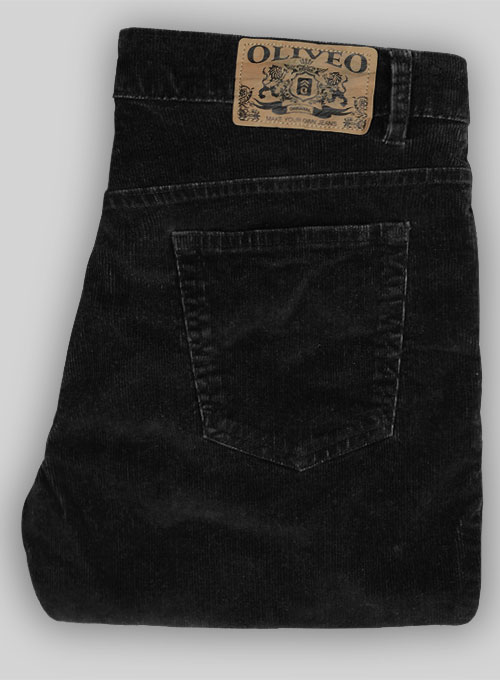 Slate Black Corduroy Stretch Jeans - Hard Wash