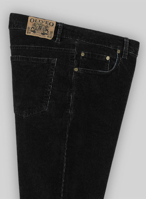 Slate Black Corduroy Stretch Jeans - Hard Wash