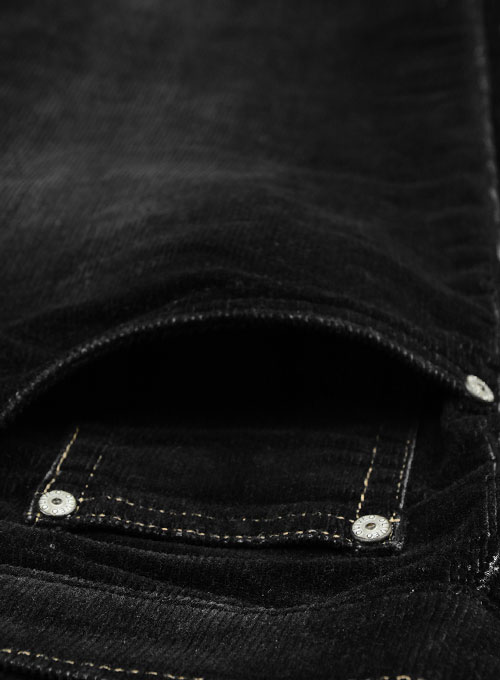 Slate Black Corduroy Stretch Jeans - Treated Hard Wash