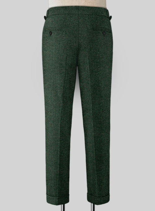 Bottle Green Herringbone Highland Tweed Trousers