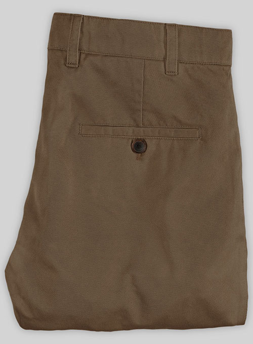 Brown Feather Cotton Canvas Stretch Chino Pants