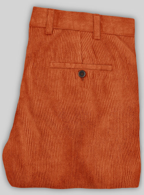 Burnt Orange Thick Corduroy Trousers - 8 Wales