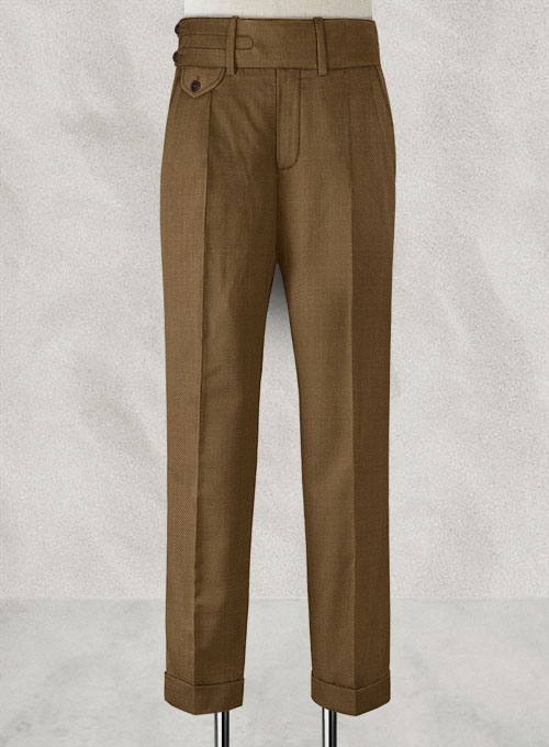 Caramel Brown Double Gurkha Wool Trousers