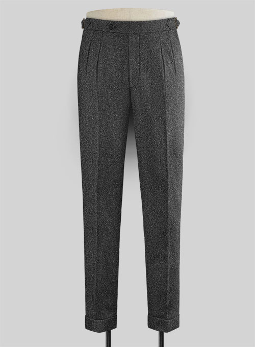 Charcoal Flecks Donegal Highland Tweed Trousers